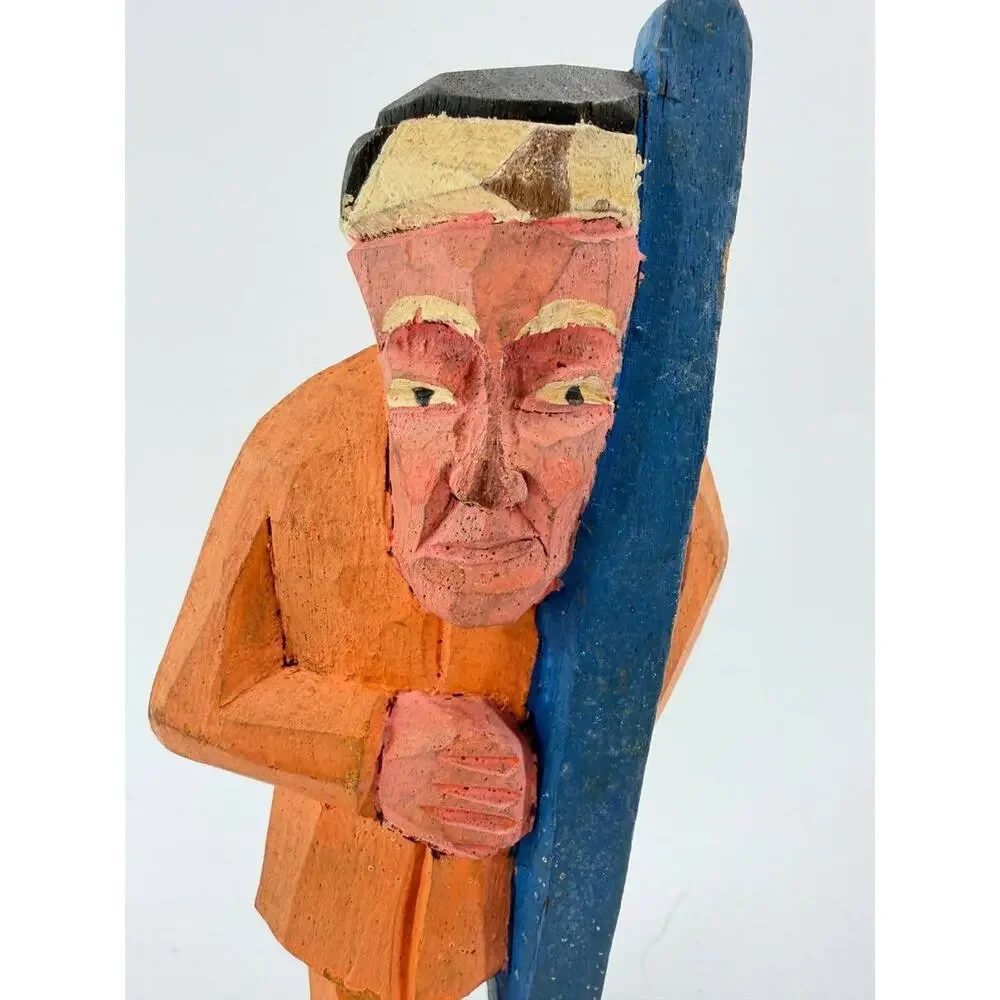 Hand Carved Wooden Folk Art Figure 